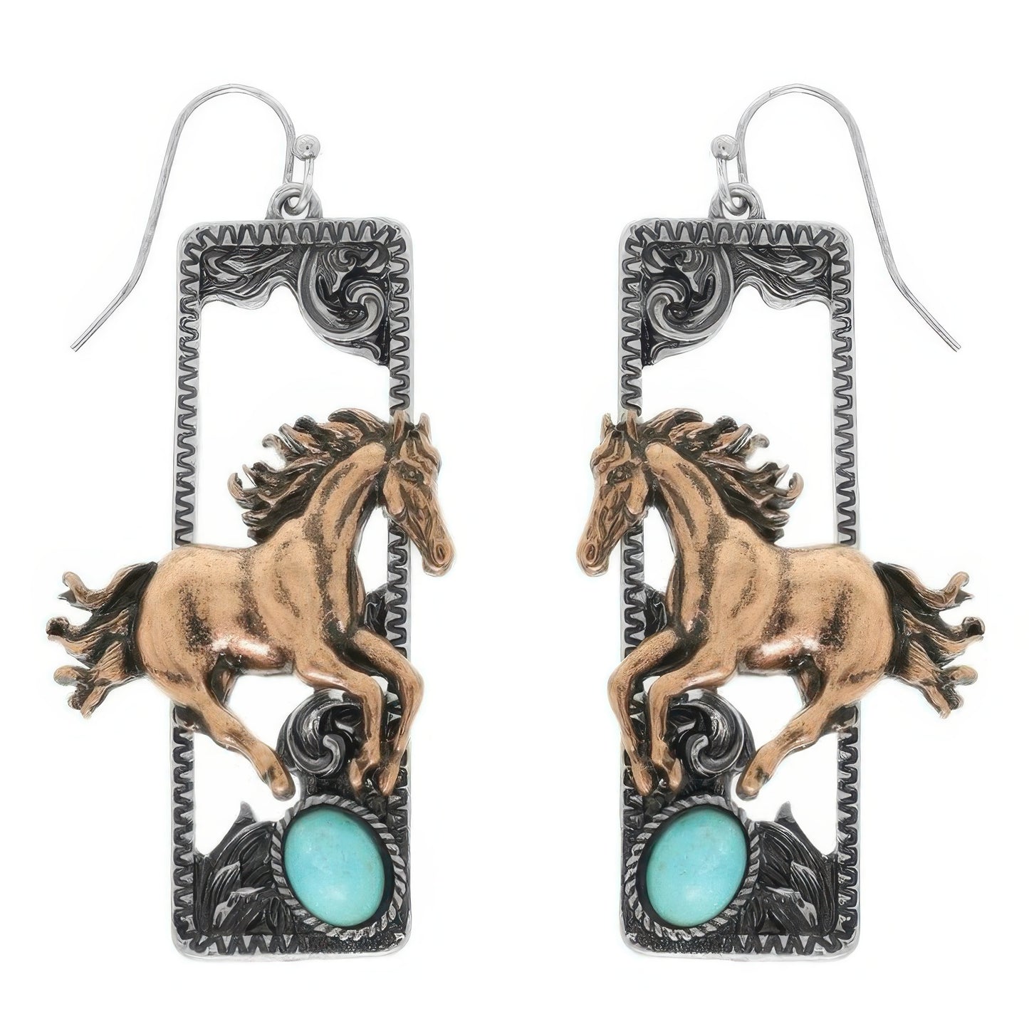 Western Wild Horse Dangle Earrings - Tigbul's Variety Fashion Shop