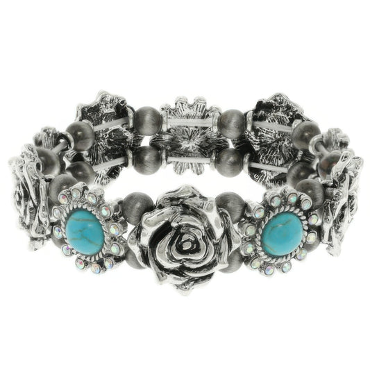 Western Rose Themed Stretch Bracelet - Tigbul's Variety Fashion Shop