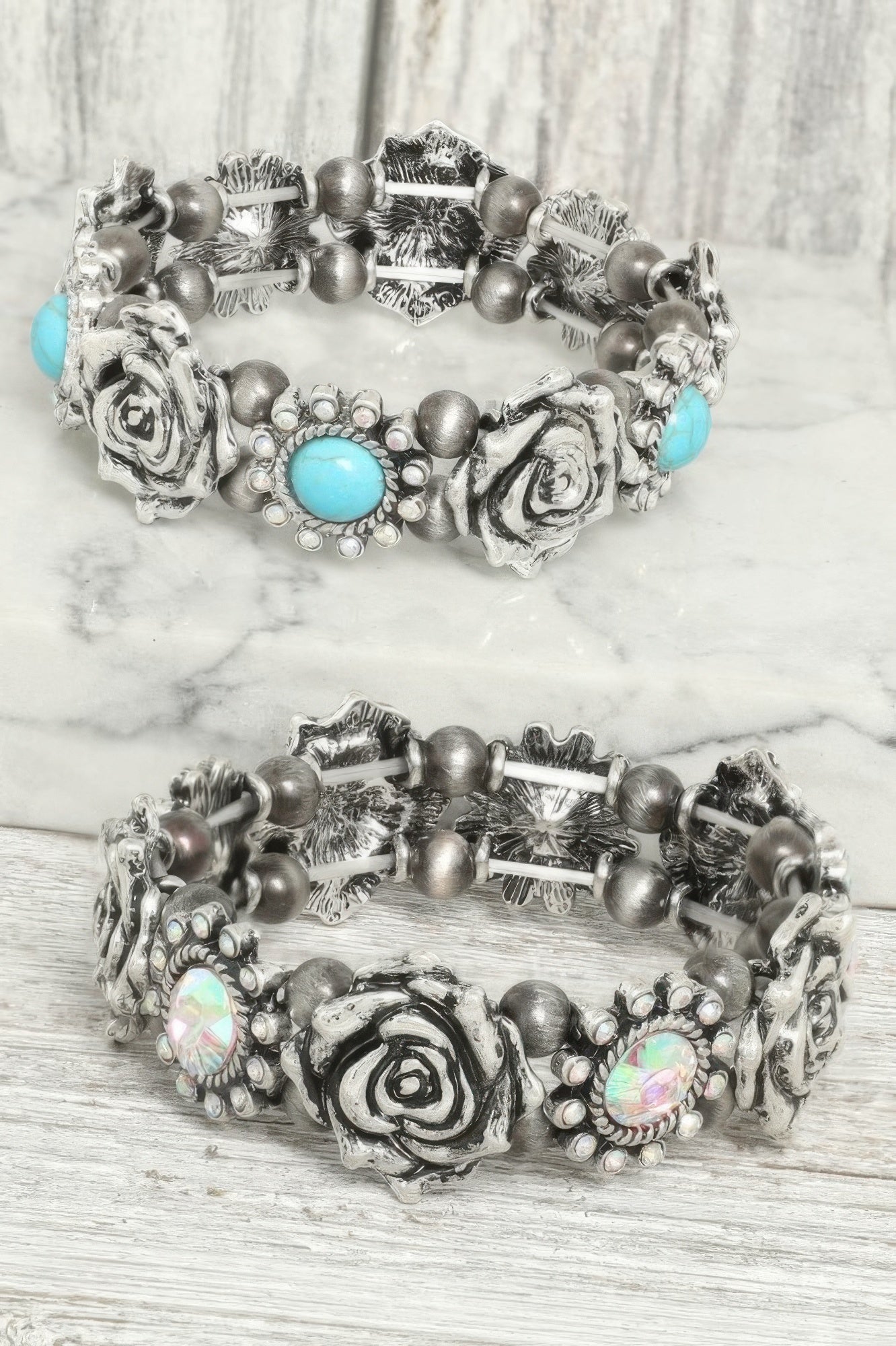 Western Rose Themed Stretch Bracelet - Tigbul's Variety Fashion Shop