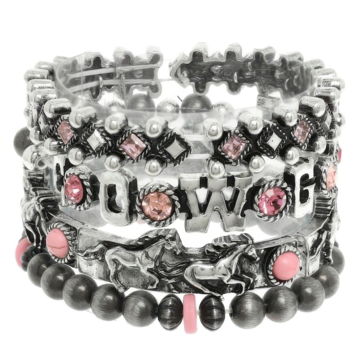 4pc Western Jeweled Beaded Cowgirl Bracelet Set - Tigbul's Variety Fashion Shop