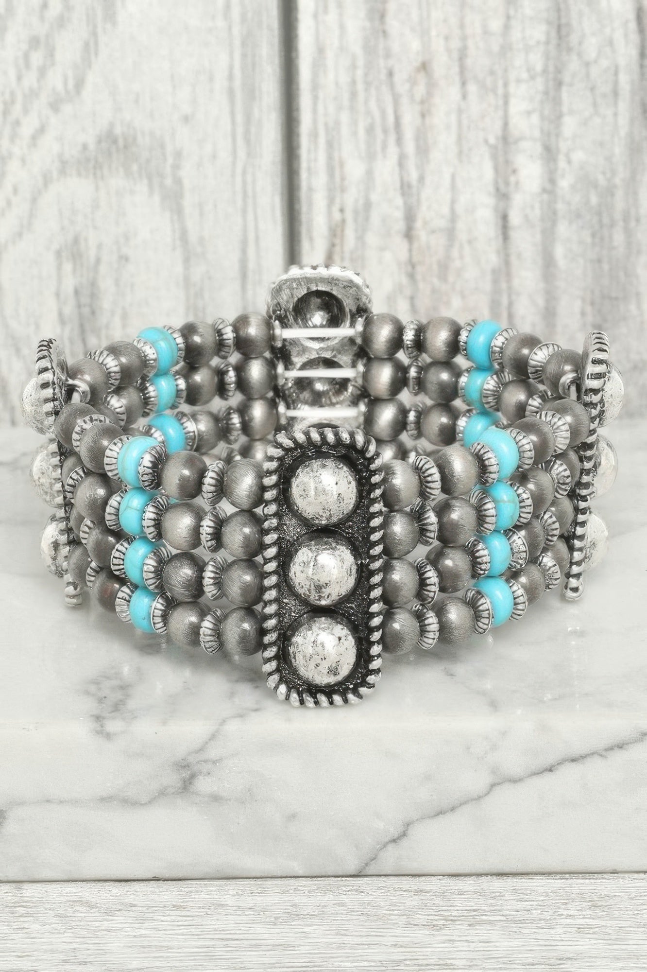 Western Rounded Rectangle Concho Bracelet - Tigbul's Variety Fashion Shop
