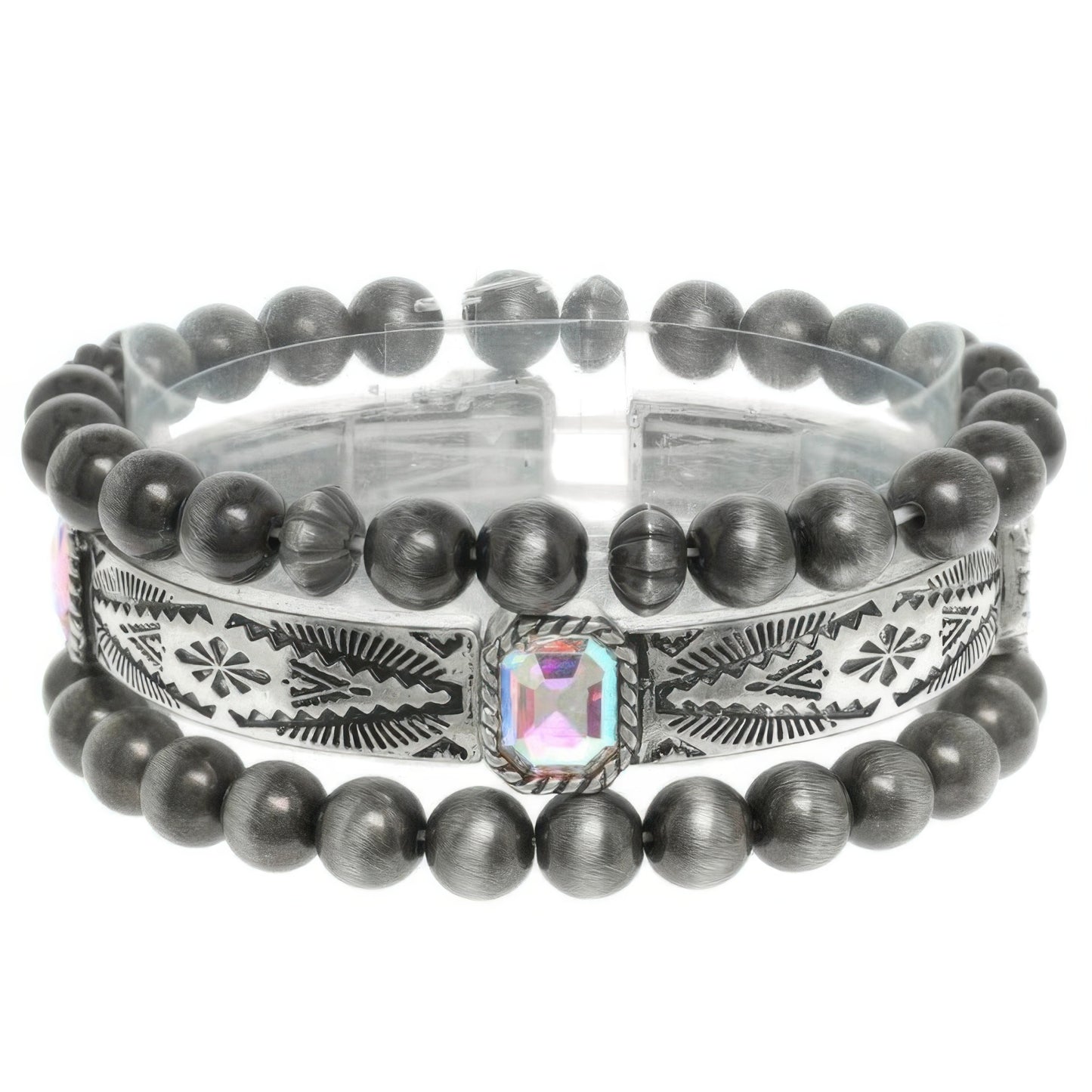 3pc Western Crystal Beaded Bracelet Set - Tigbul's Variety Fashion Shop