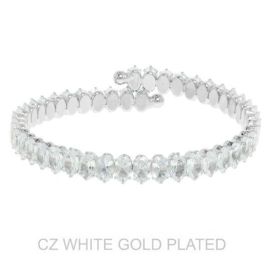 White Gold Plated Cz Tennis Bracelet - Tigbul's Variety Fashion Shop
