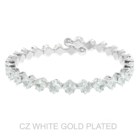 White Gold Plated Cz Tennis Bracelet - Tigbul's Variety Fashion Shop