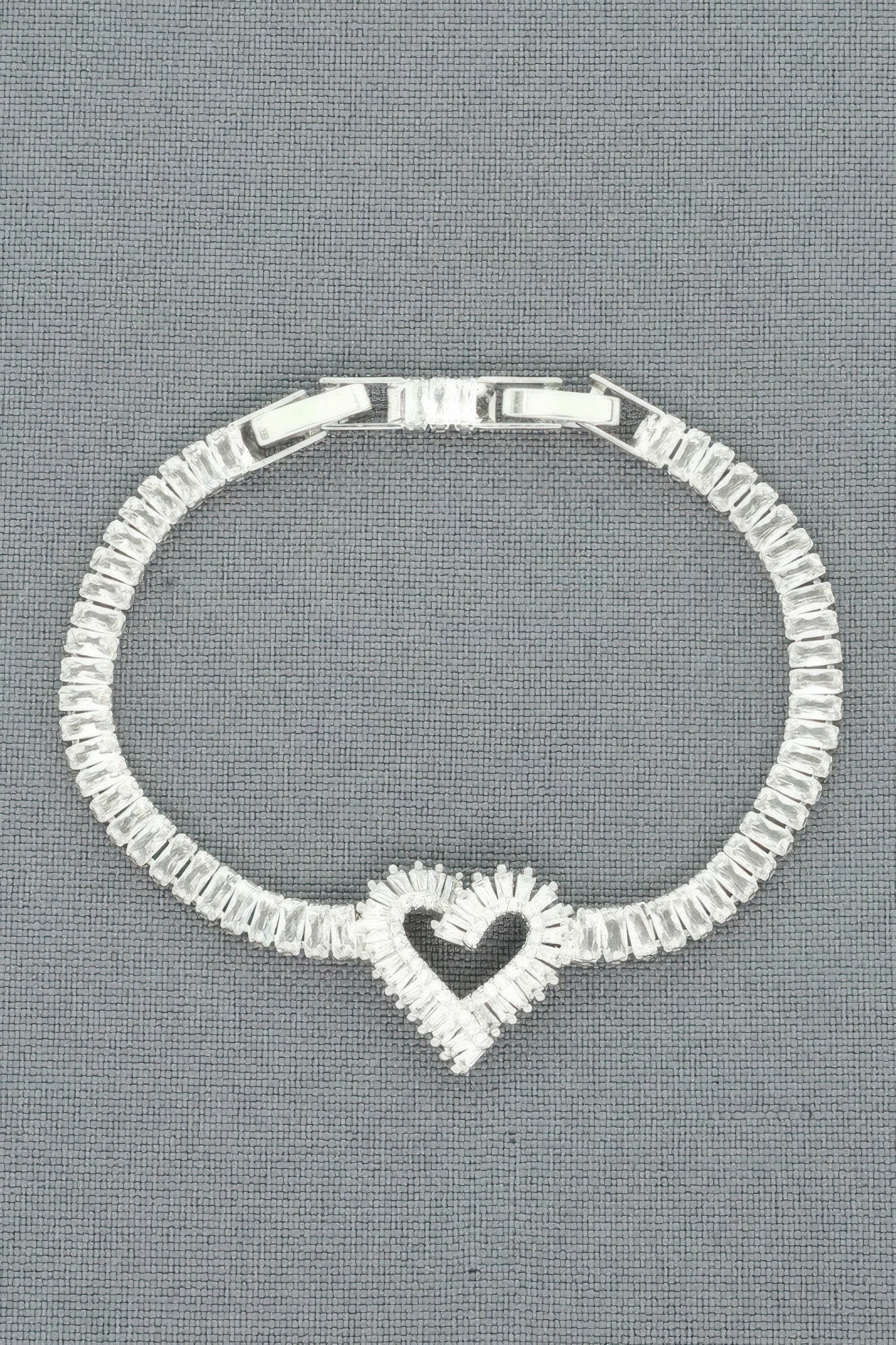 White Gold Plated Cz Heart Bracelet - Tigbul's Variety Fashion Shop