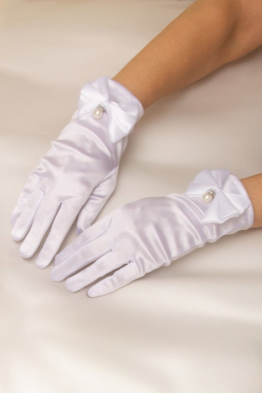 Women's Bridal Wrist Length Satin Gloves - Tigbul's Variety Fashion Shop