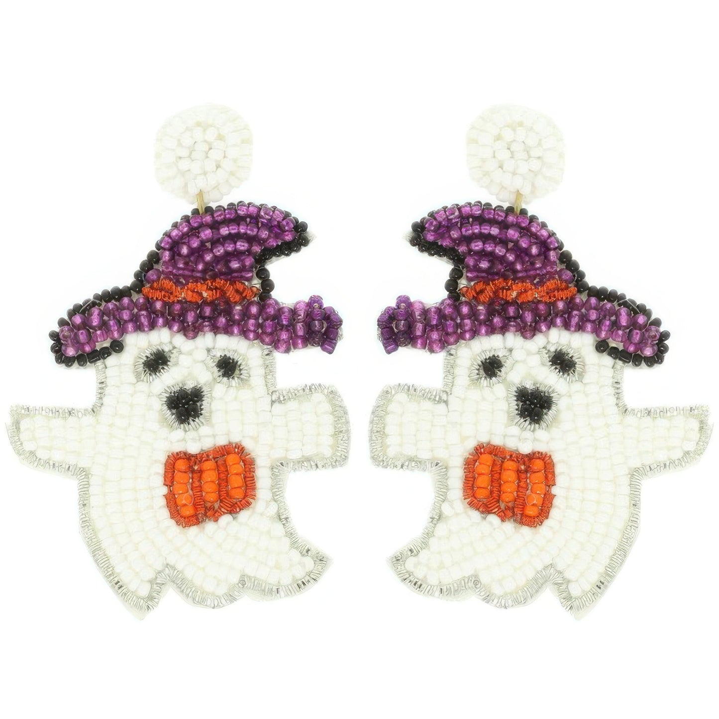 Halloween Bewitched Ghost Beaded Earrings - Tigbul's Variety Fashion Shop