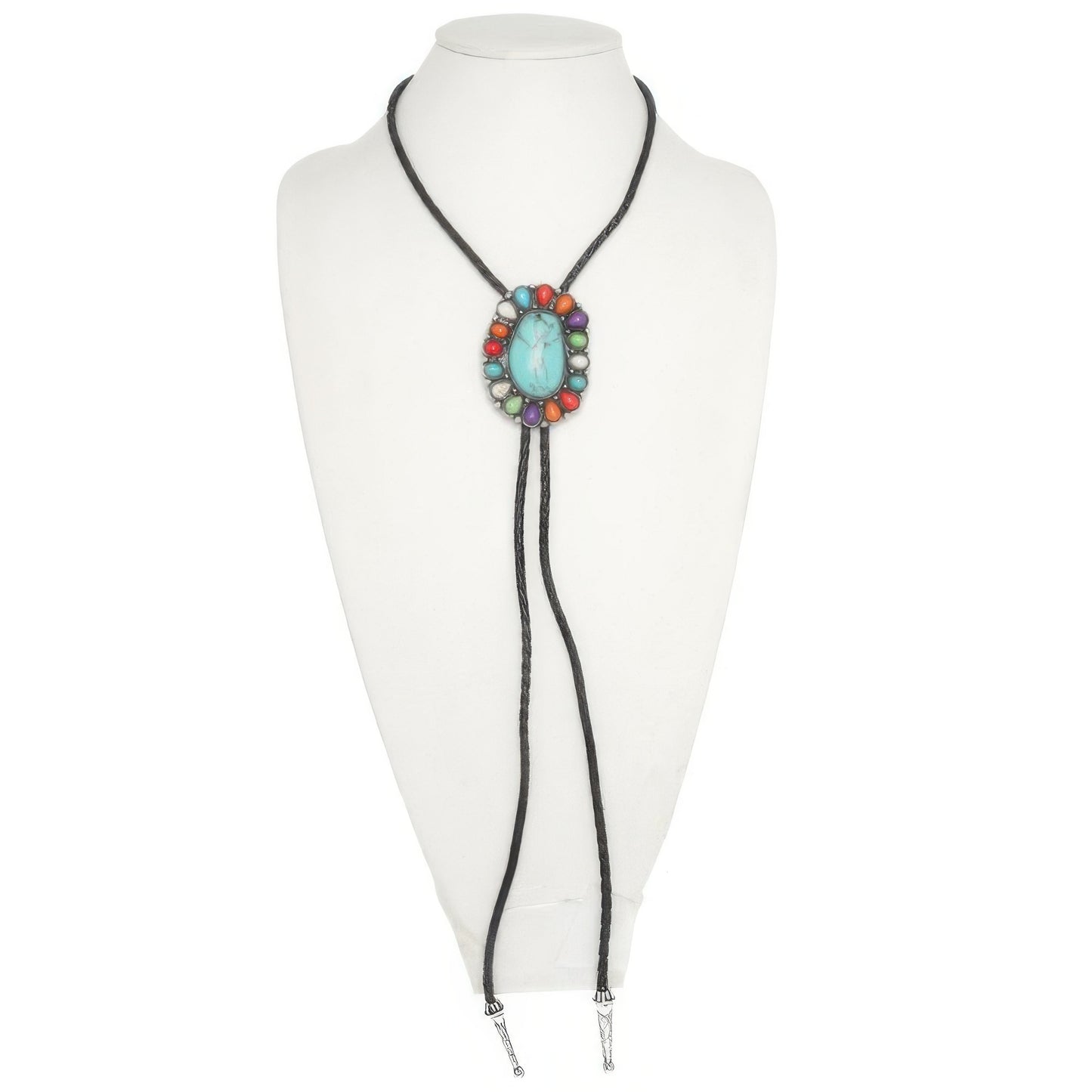 Western Turquoise Concho Bolo Necklace - Tigbul's Variety Fashion Shop