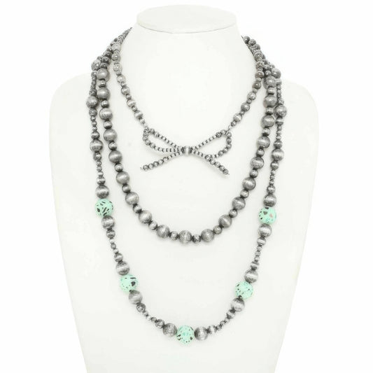 Western Bow Pendant Beaded Necklace - Tigbul's Variety Fashion Shop
