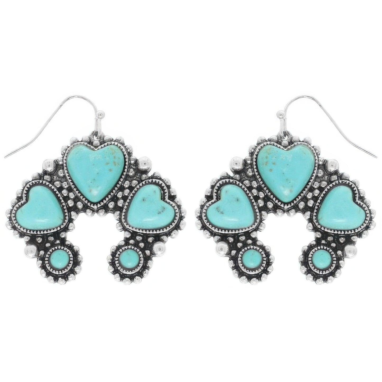 Western Hearted Squash Blossom Earrings - Tigbul's Variety Fashion Shop