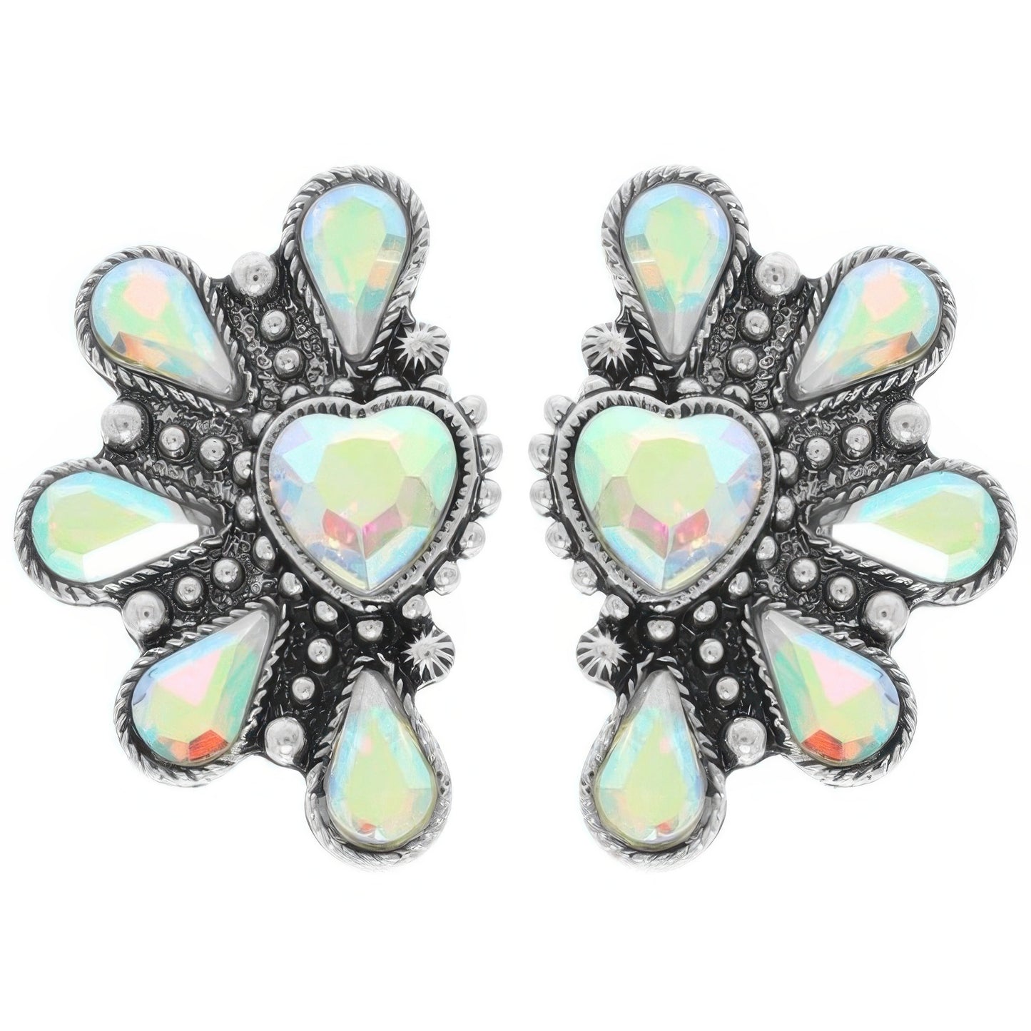Western Hearted Concho Earrings - Tigbul's Variety Fashion Shop