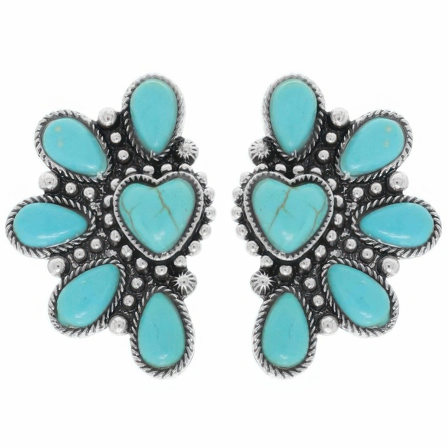 Western Hearted Concho Earrings - Tigbul's Variety Fashion Shop