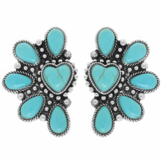 Western Hearted Concho Earrings - Tigbul's Variety Fashion Shop