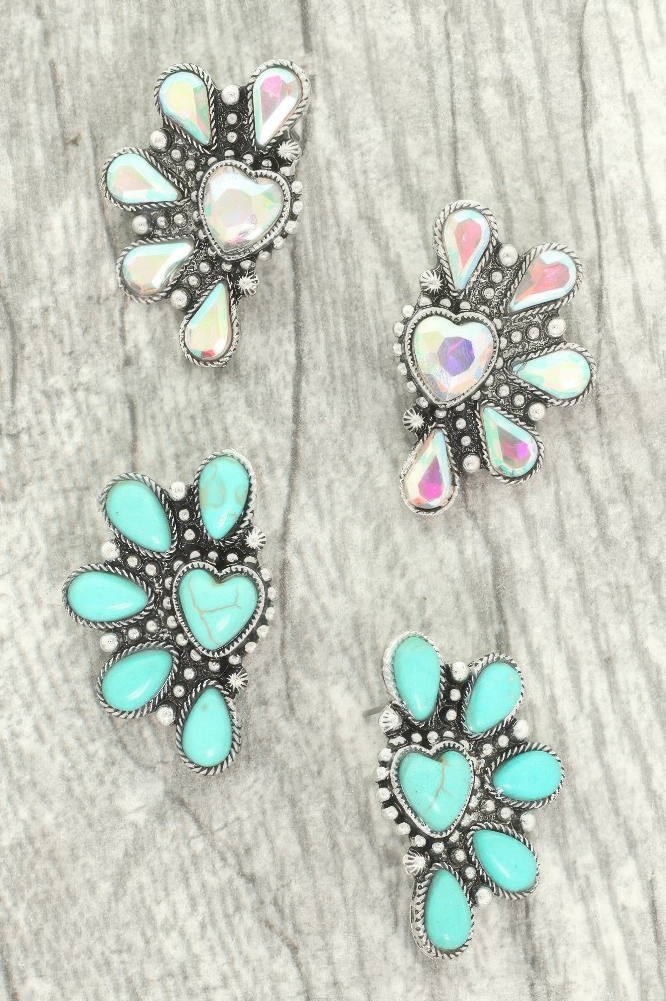 Western Hearted Concho Earrings - Tigbul's Variety Fashion Shop