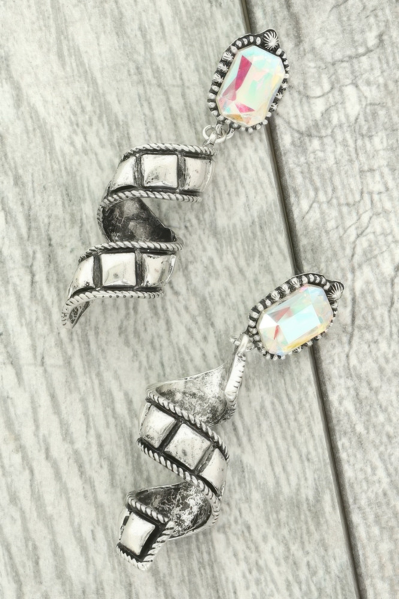 Western Jeweled Spiral Post Earrings - Tigbul's Variety Fashion Shop