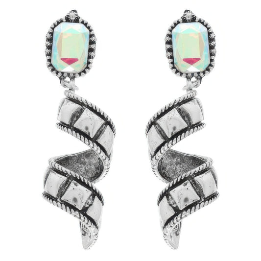 Western Jeweled Spiral Post Earrings - Tigbul's Variety Fashion Shop