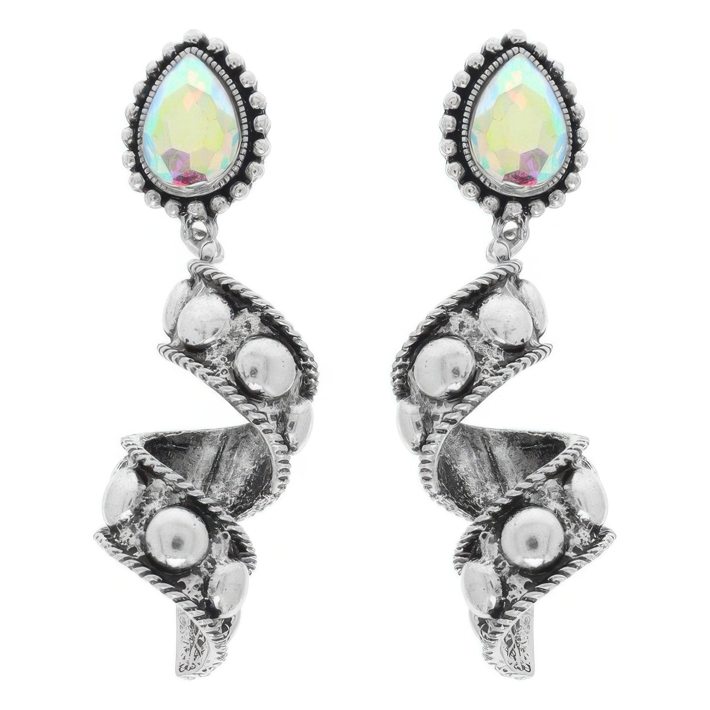 Western Teardrop Spiral Post Earrings - Tigbul's Variety Fashion Shop