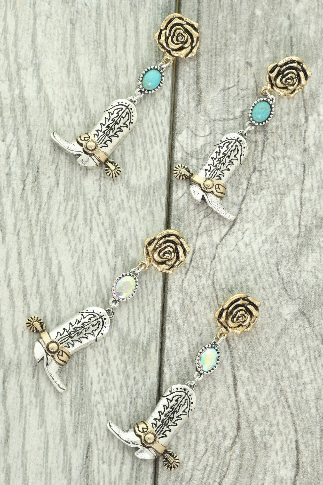 Western Floral Cowboy Boot Earrings - Tigbul's Variety Fashion Shop