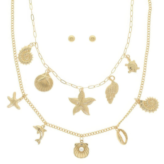 Sea Life Theme Charm Necklace Set - Tigbul's Variety Fashion Shop