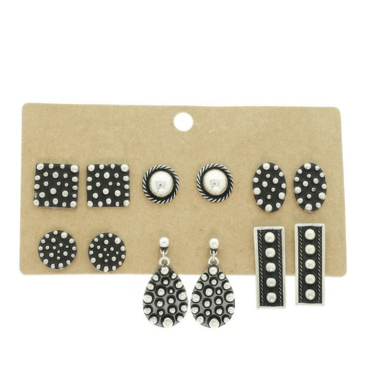 Western Theme Assorted 6 Pair Earring Set - Tigbul's Variety Fashion Shop