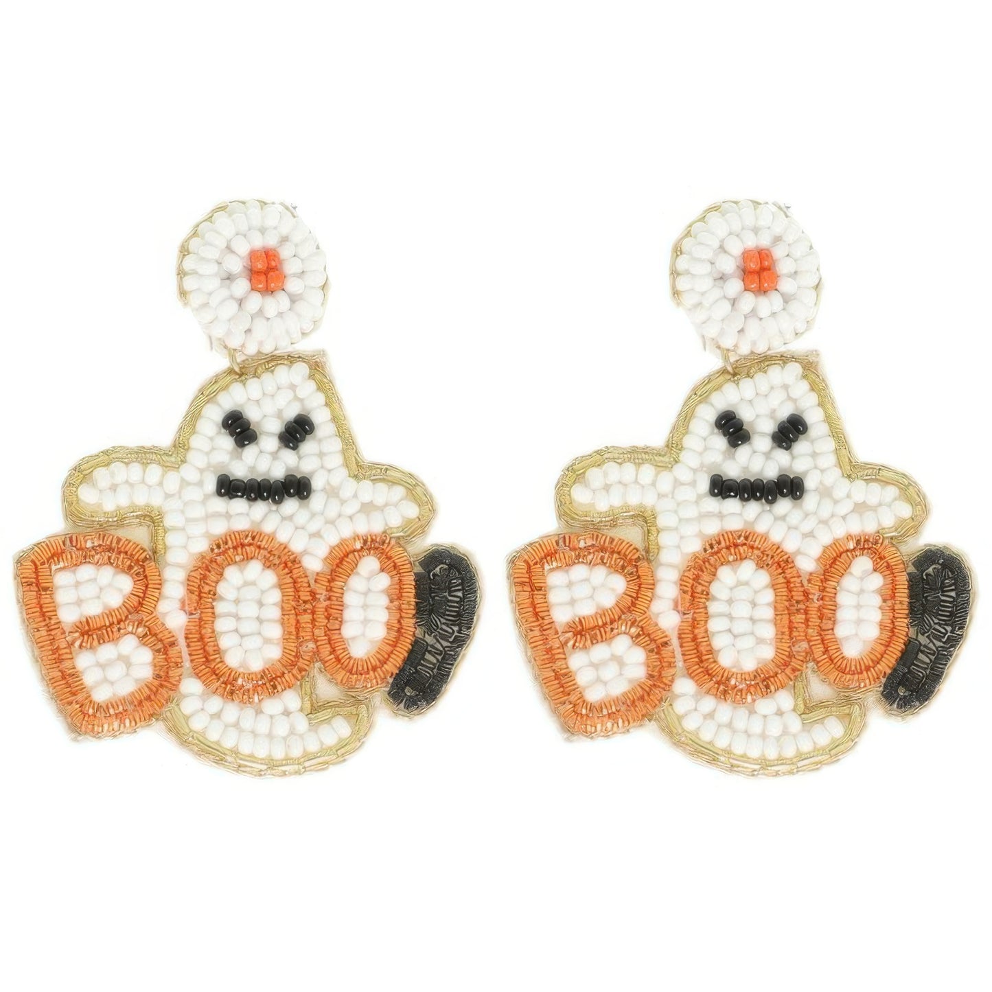 Halloween Ghost Bead Post Earrings - Tigbul's Variety Fashion Shop