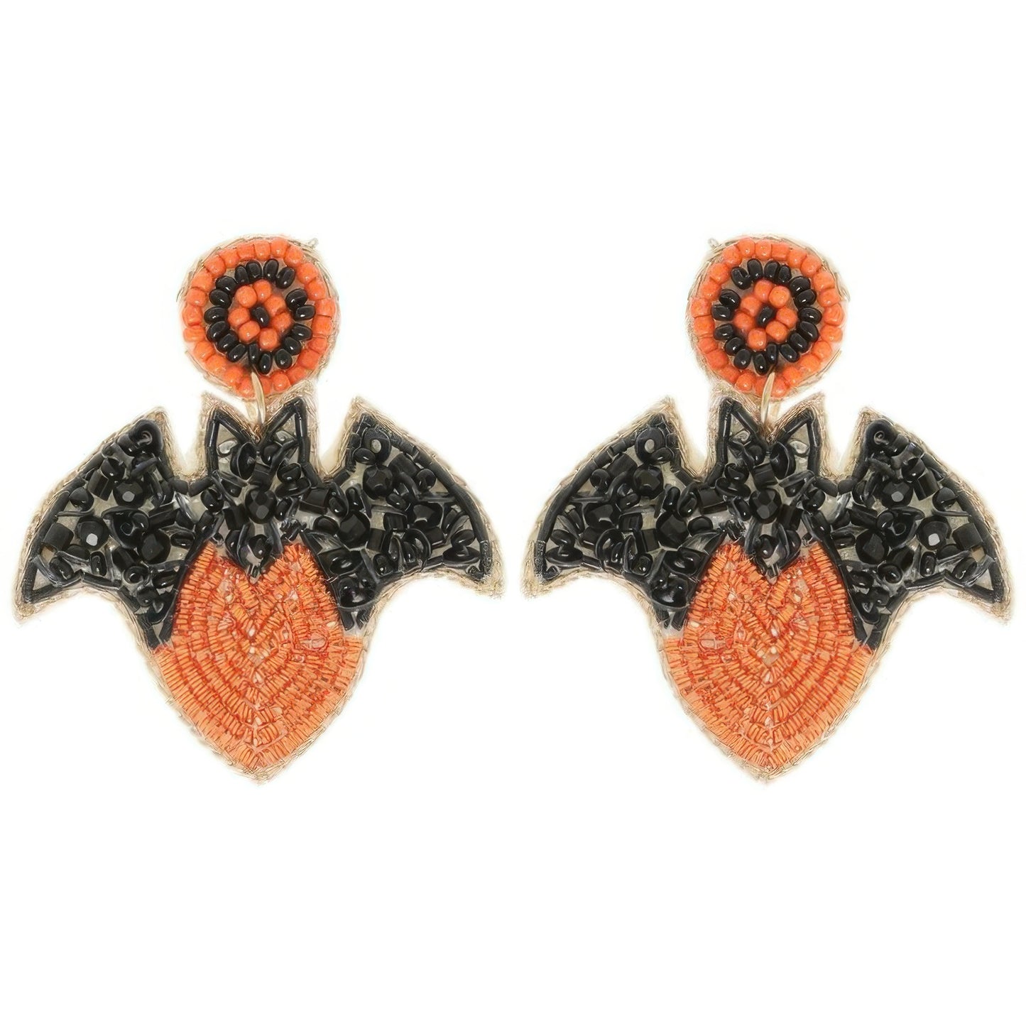 Halloween Bat On Heart Post Earrings - Tigbul's Variety Fashion Shop