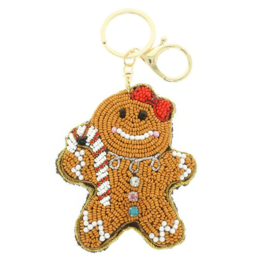 Christmas Gingerbread Woman Beaded Keychain - Tigbul's Variety Fashion Shop