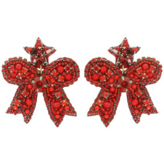 Christmas Bow Post Dangle Earrings - Tigbul's Variety Fashion Shop