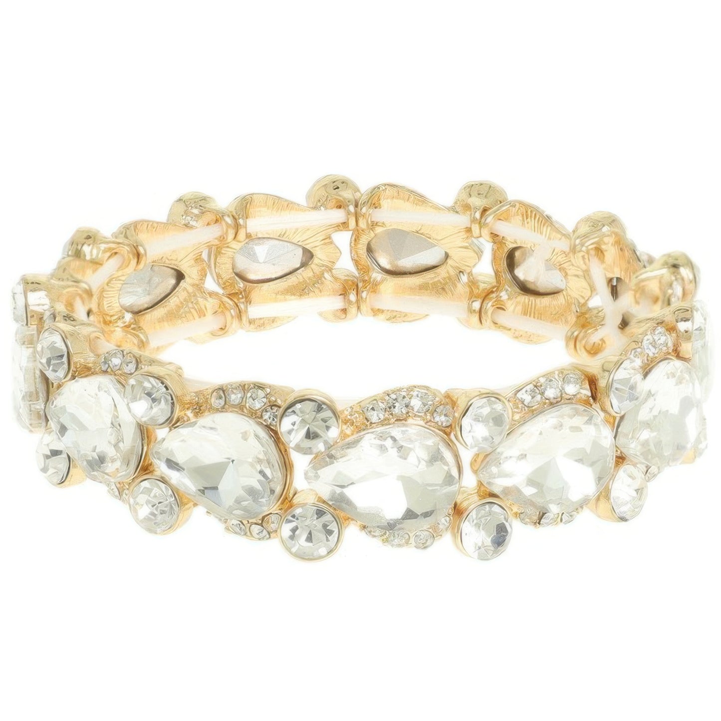 Round And Pear Cut Crystal Embellished Bracelet - Tigbul's Variety Fashion Shop