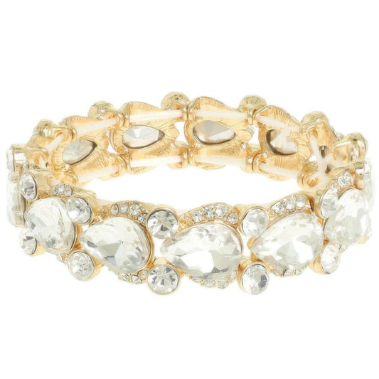 Round And Pear Cut Crystal Embellished Bracelet - Tigbul's Variety Fashion Shop