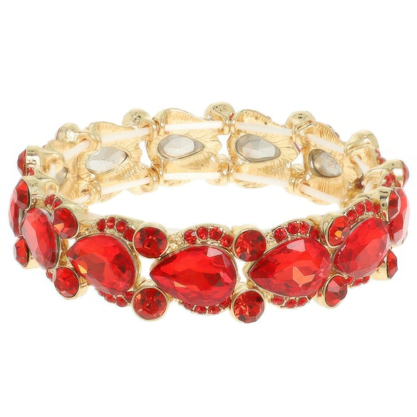Round And Pear Cut Crystal Embellished Bracelet - Tigbul's Variety Fashion Shop