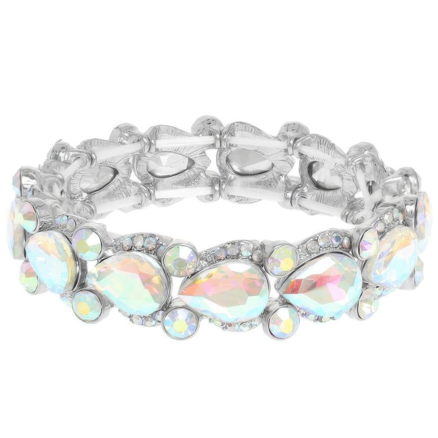 Round And Pear Cut Crystal Embellished Bracelet - Tigbul's Variety Fashion Shop