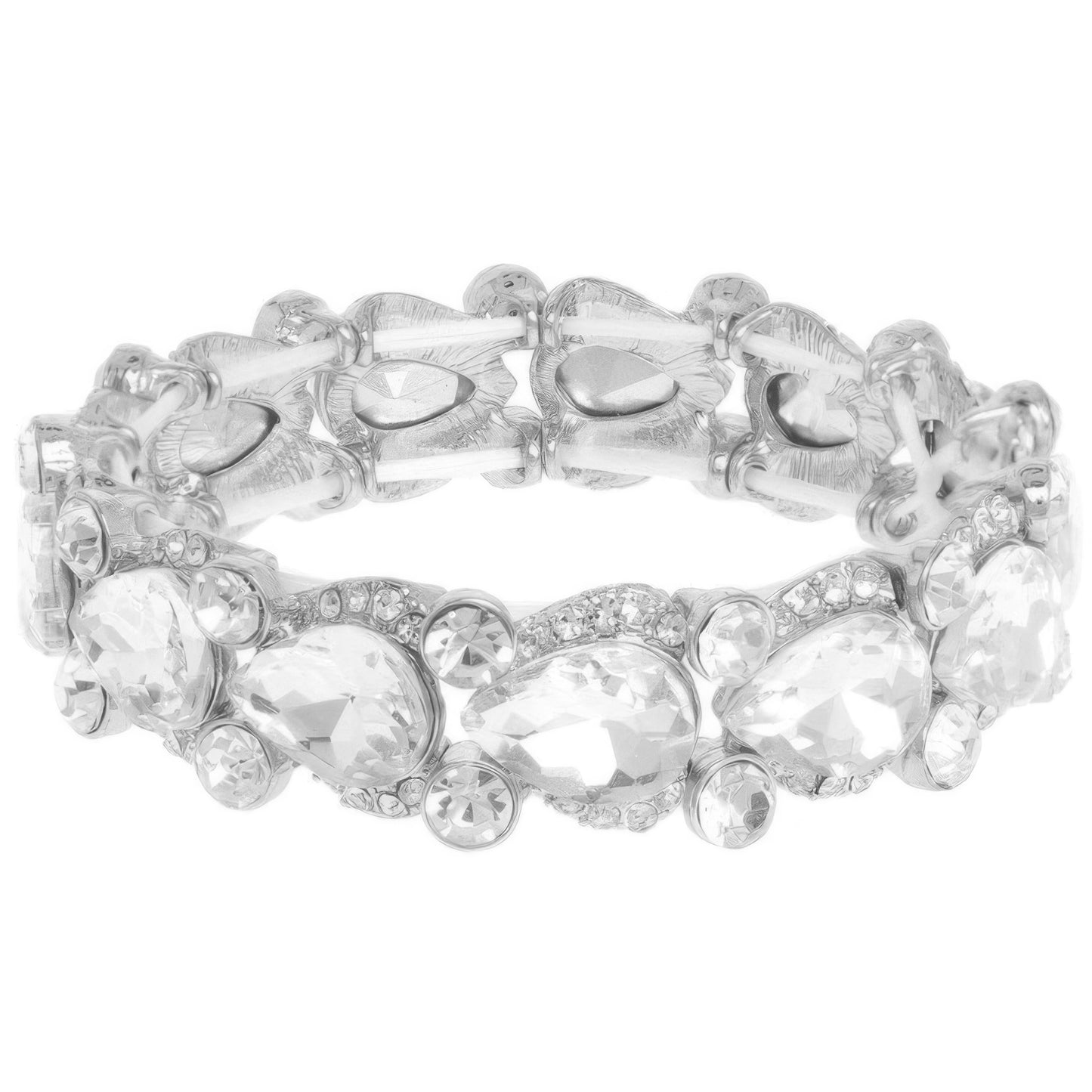 Round And Pear Cut Crystal Embellished Bracelet - Tigbul's Variety Fashion Shop