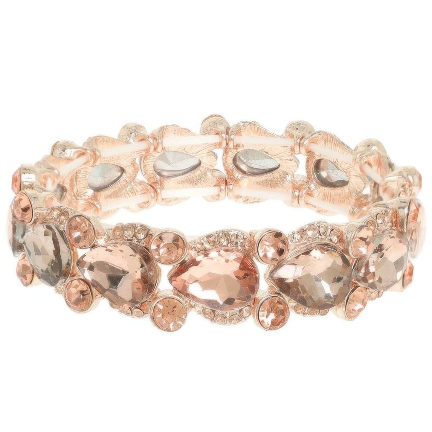 Round And Pear Cut Crystal Embellished Bracelet - Tigbul's Variety Fashion Shop