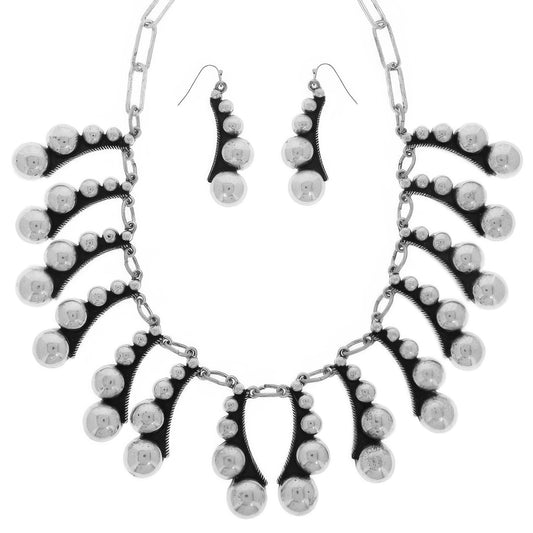 Western Bubble Beaded Fanned Necklace Set - Tigbul's Variety Fashion Shop