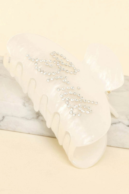 Bride White Acrylic Hair Claw Clip - Tigbul's Variety Fashion Shop