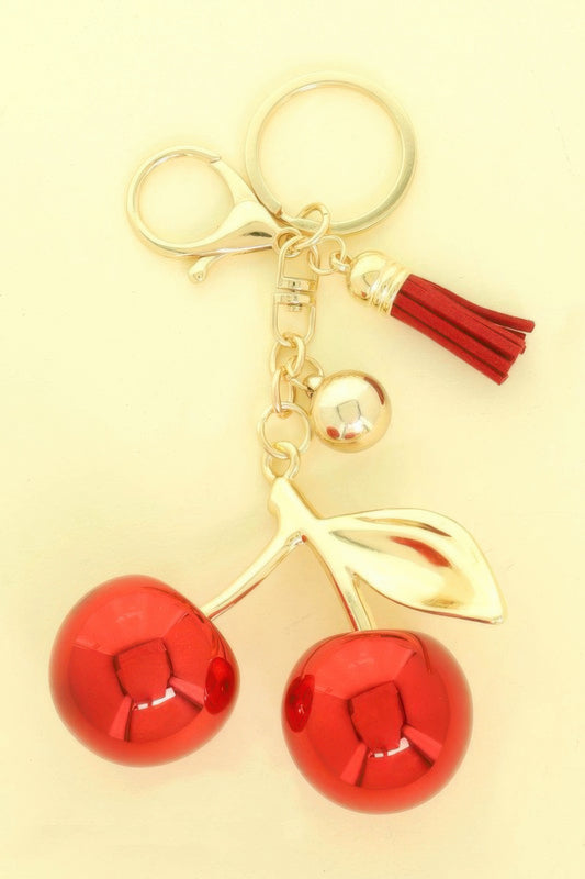 Red Glossy Resin Cherry Keychain - Tigbul's Variety Fashion Shop