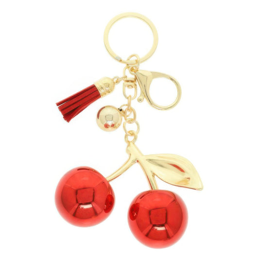 Red Glossy Resin Cherry Keychain - Tigbul's Variety Fashion Shop