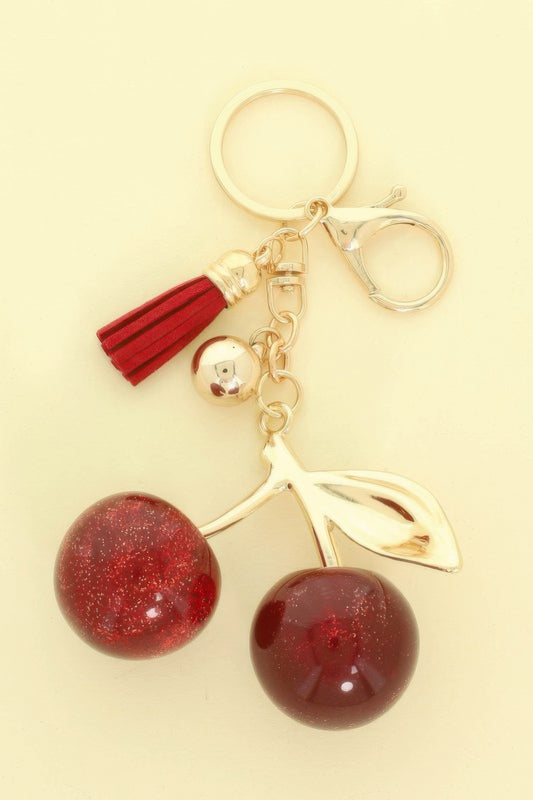 Red Glittered Resin Cherry Keychain - Tigbul's Variety Fashion Shop
