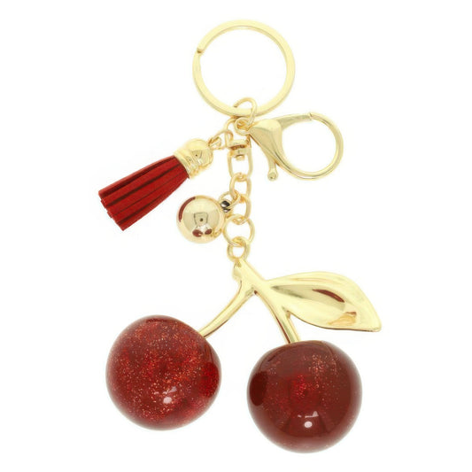 Red Glittered Resin Cherry Keychain - Tigbul's Variety Fashion Shop