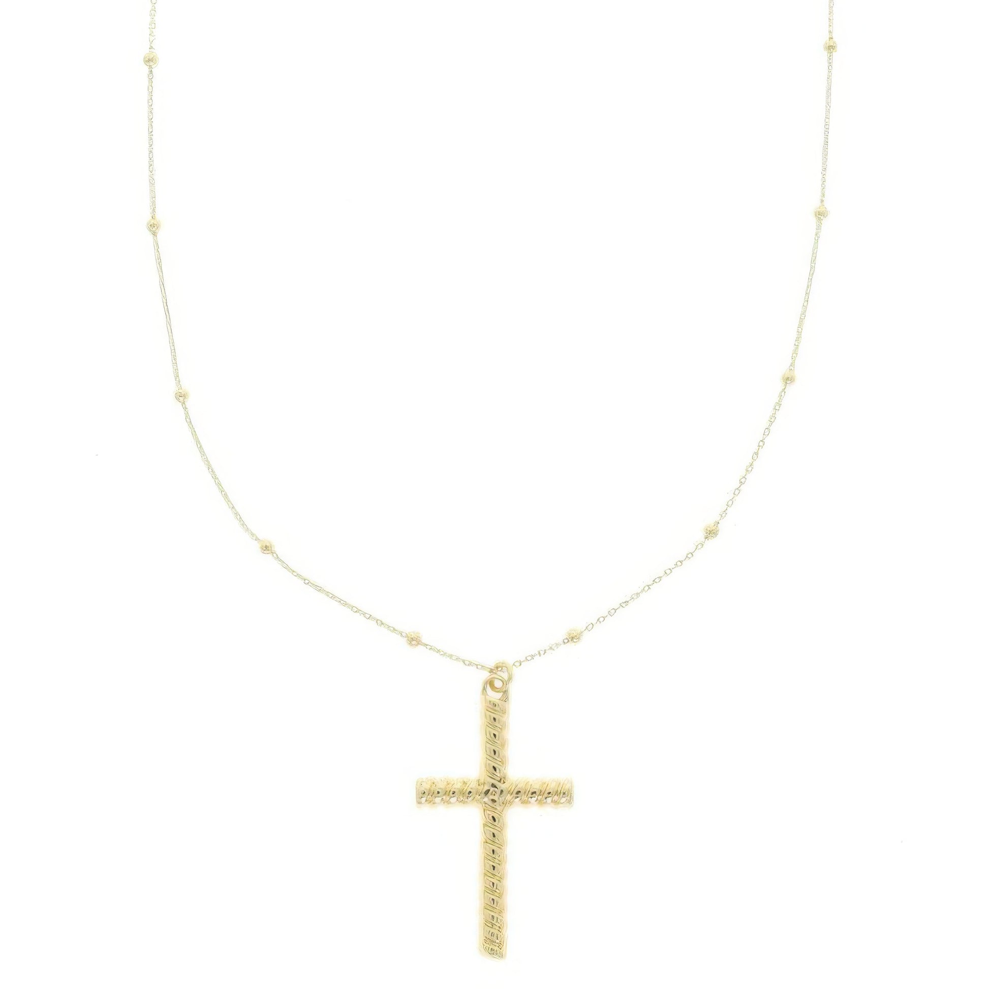 Ribbed Cross Pendant Necklace - Tigbul's Variety Fashion Shop