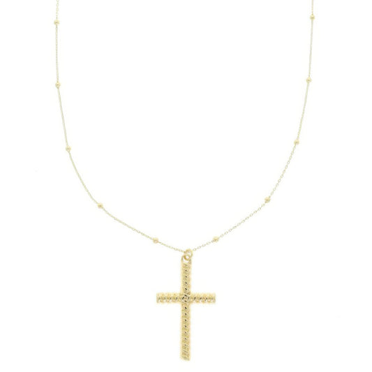 Ribbed Cross Pendant Necklace - Tigbul's Variety Fashion Shop