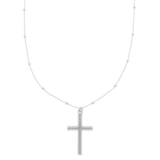 Ribbed Cross Pendant Necklace - Tigbul's Variety Fashion Shop