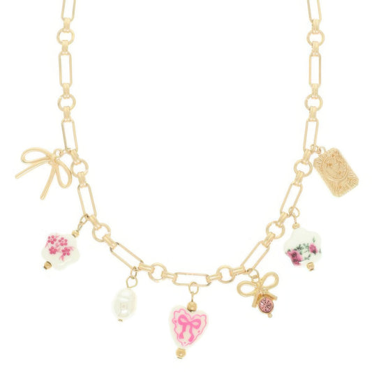 Floral Ceramic Charm Necklace - Tigbul's Variety Fashion Shop