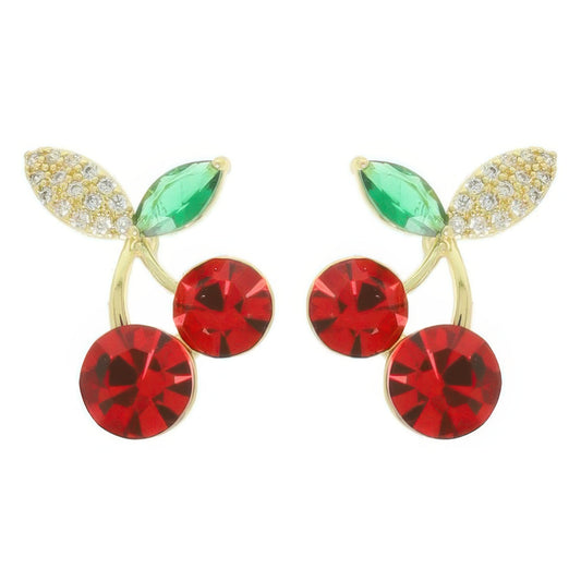 Cz Red Cherry Post Earrings - Tigbul's Variety Fashion Shop