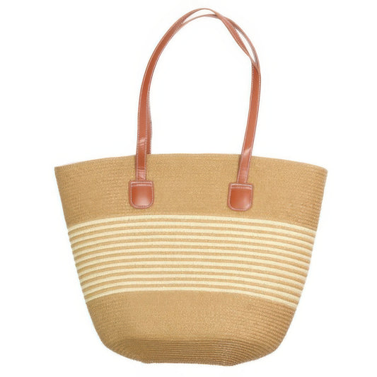 Striped Patterned Straw Woven Bag - Tigbul's Variety Fashion Shop