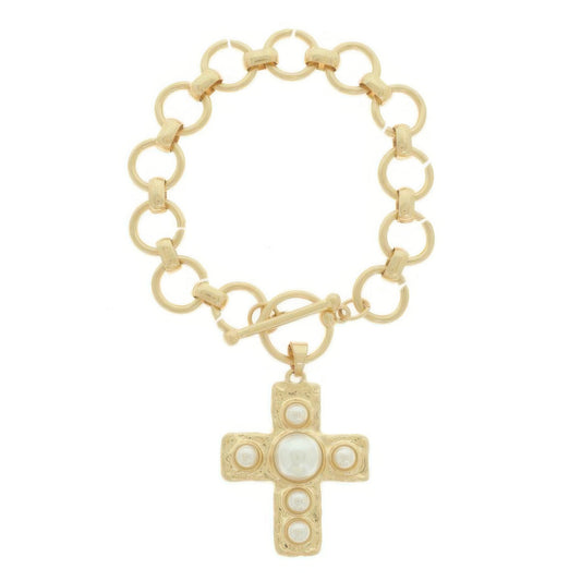 Cross Charm Toggle Chain Bracelet - Tigbul's Variety Fashion Shop