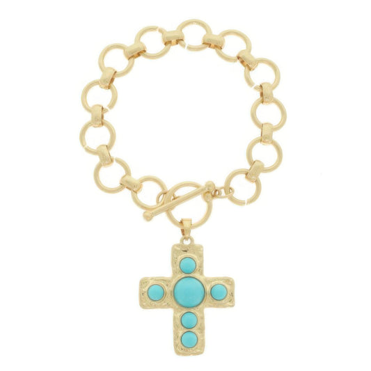 Cross Charm Toggle Chain Bracelet - Tigbul's Variety Fashion Shop