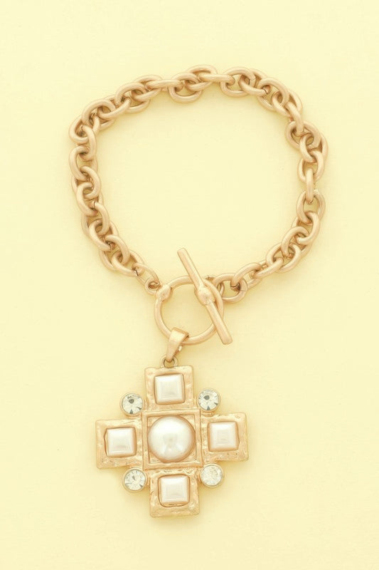 Cross Charm Toggle Chain Bracelet - Tigbul's Variety Fashion Shop