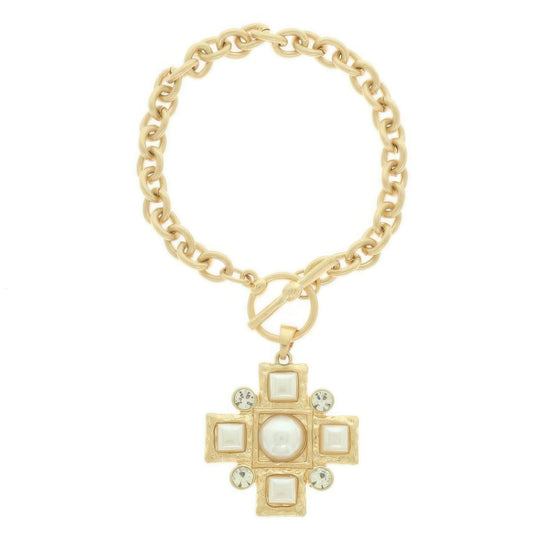 Cross Charm Toggle Chain Bracelet - Tigbul's Variety Fashion Shop